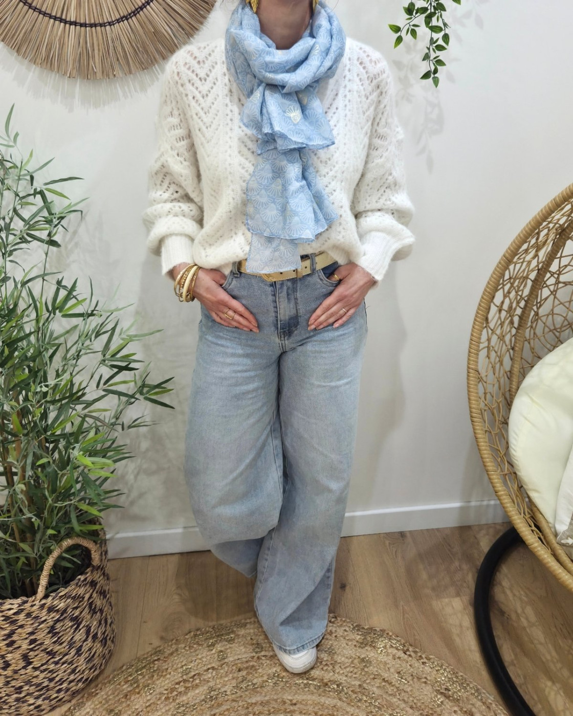 Foulard femme fleuri et dorures Belina