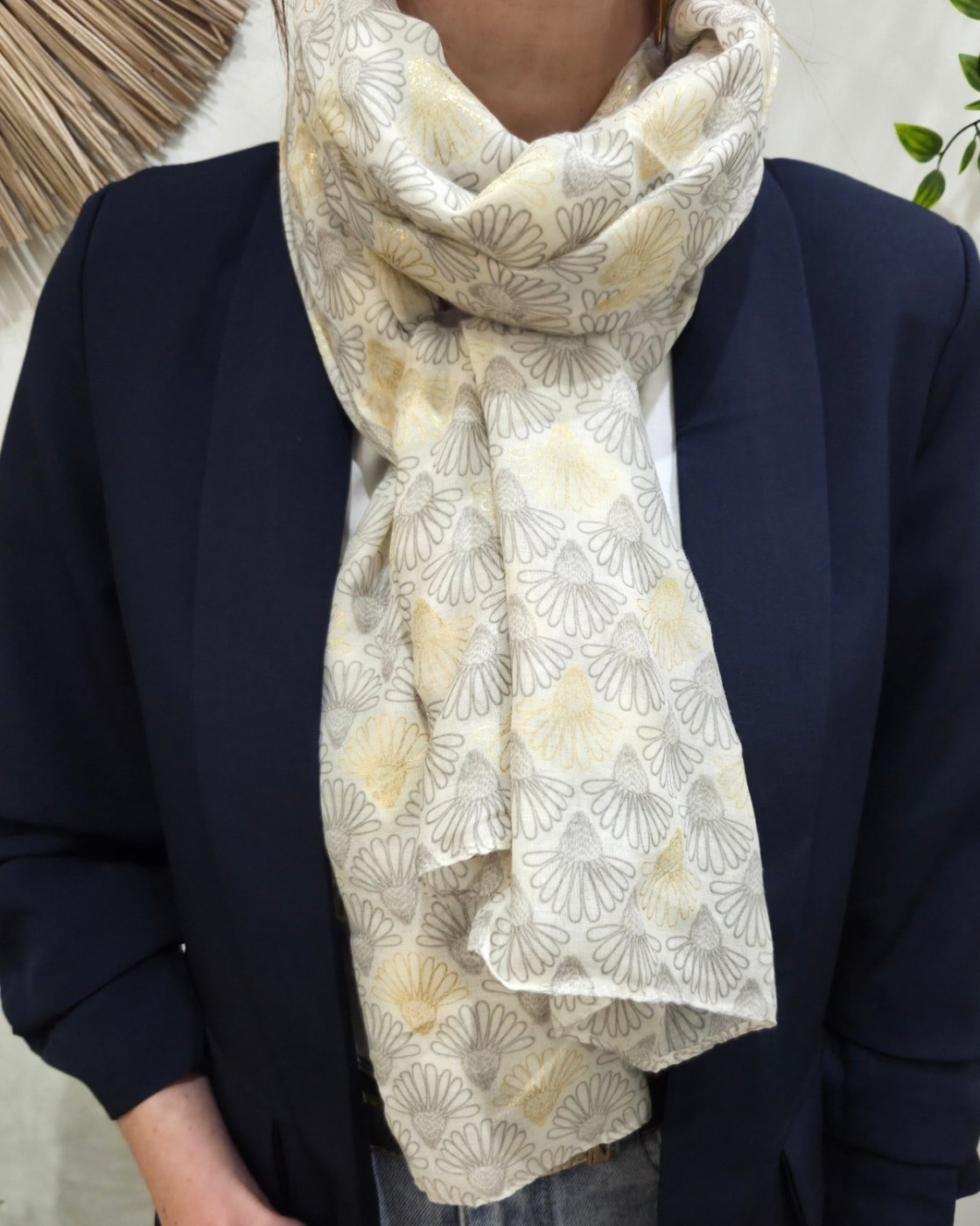 Foulard femme fleuri et dorures Belina
