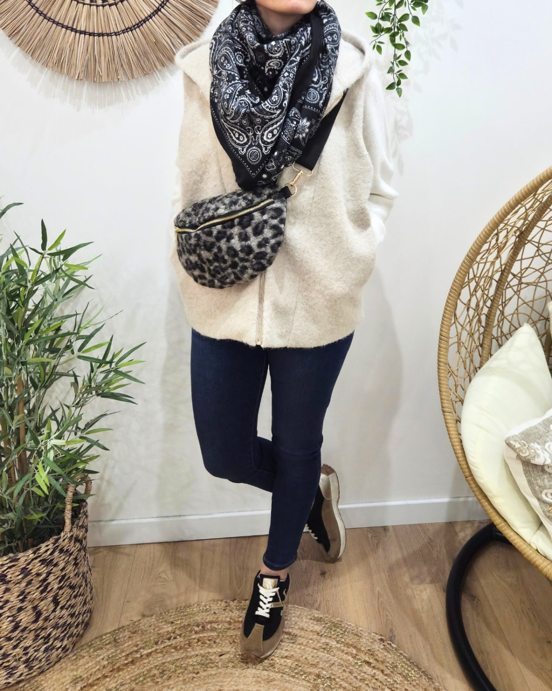 Sac banane femme moumoute léopard