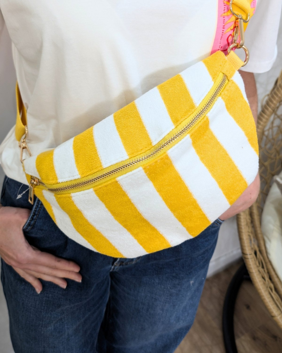 Sac banane femme éponge à rayures