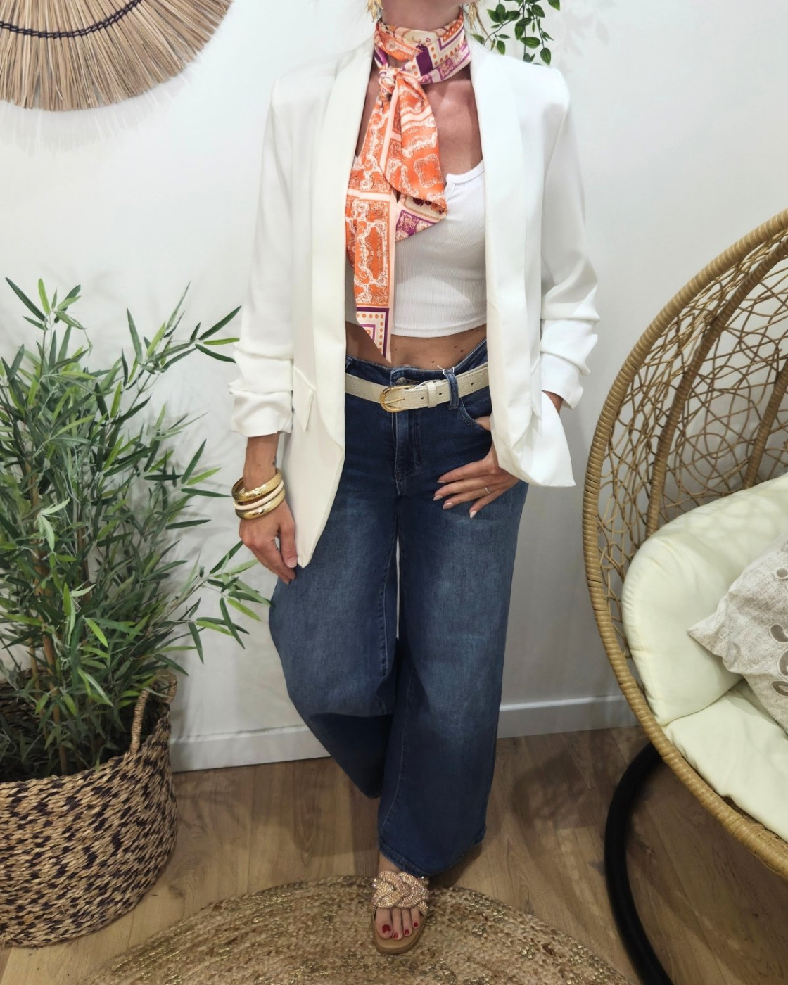 Foulard femme orange violet Nives