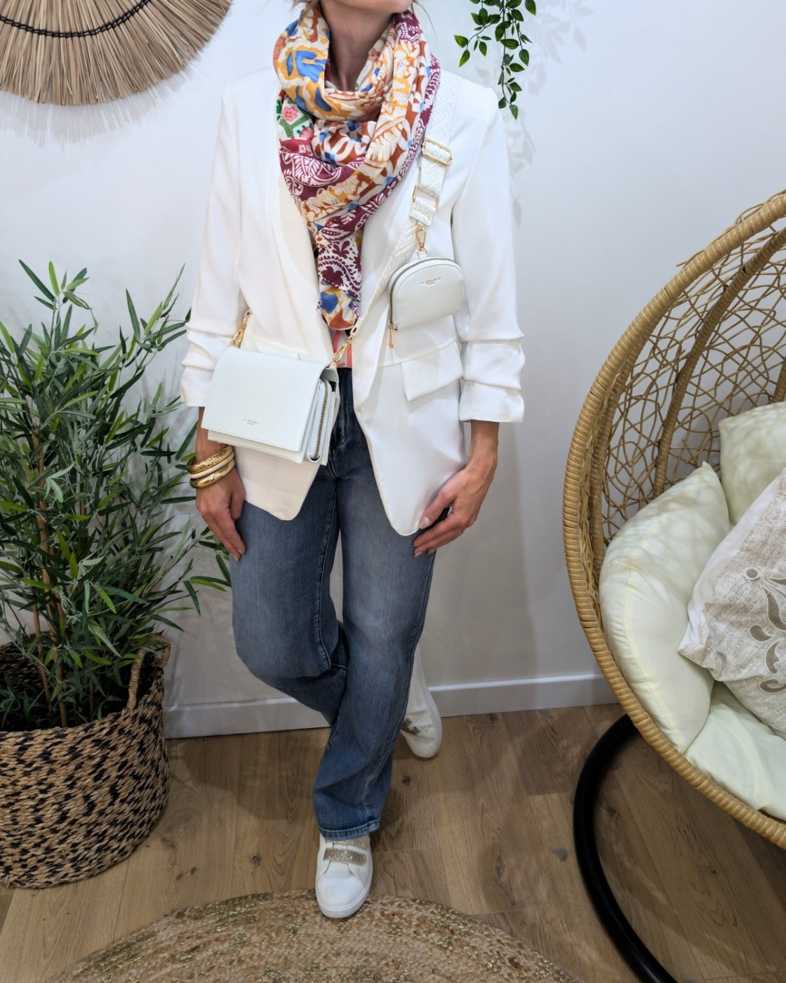 Foulard femme patchwork imprimés fleuris