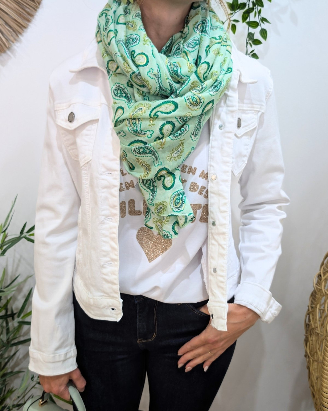 Foulard femme imprimés cachemires et dorures