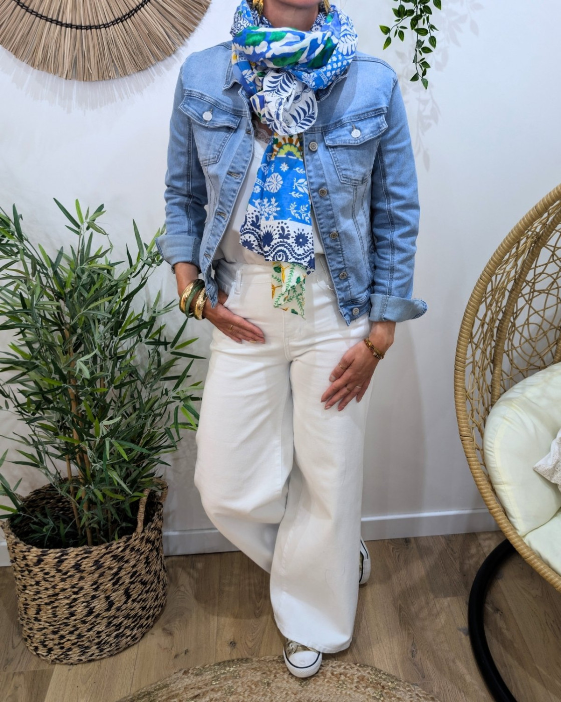 Foulard femme patchwork imprimés fleuris