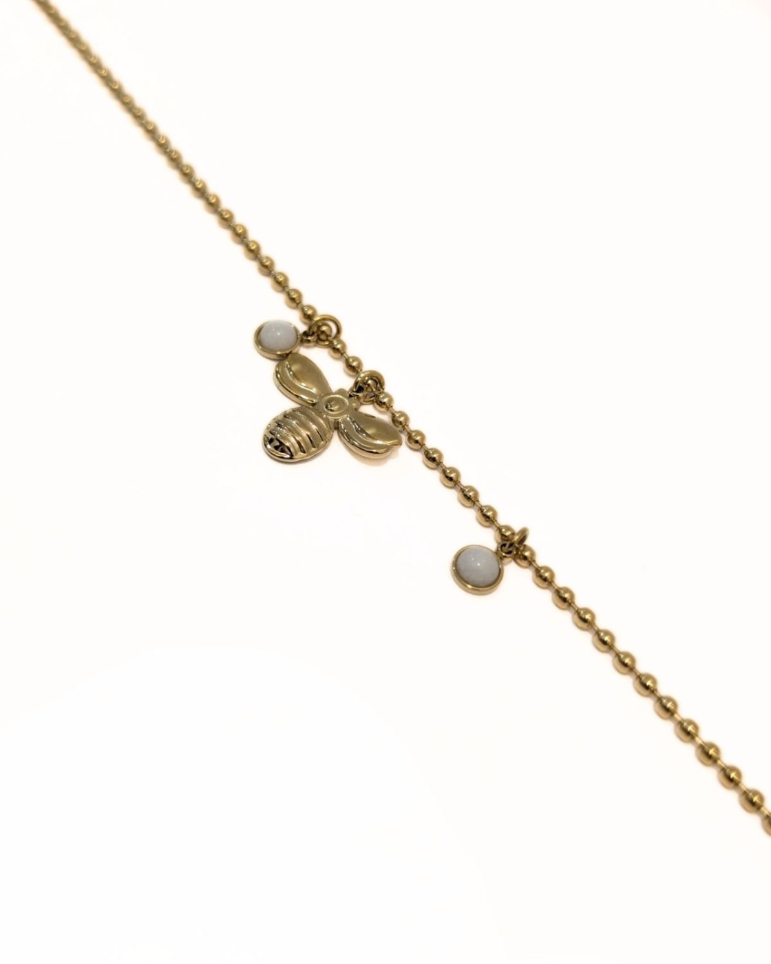 Chaine de cheville acier doré pendentif abeille