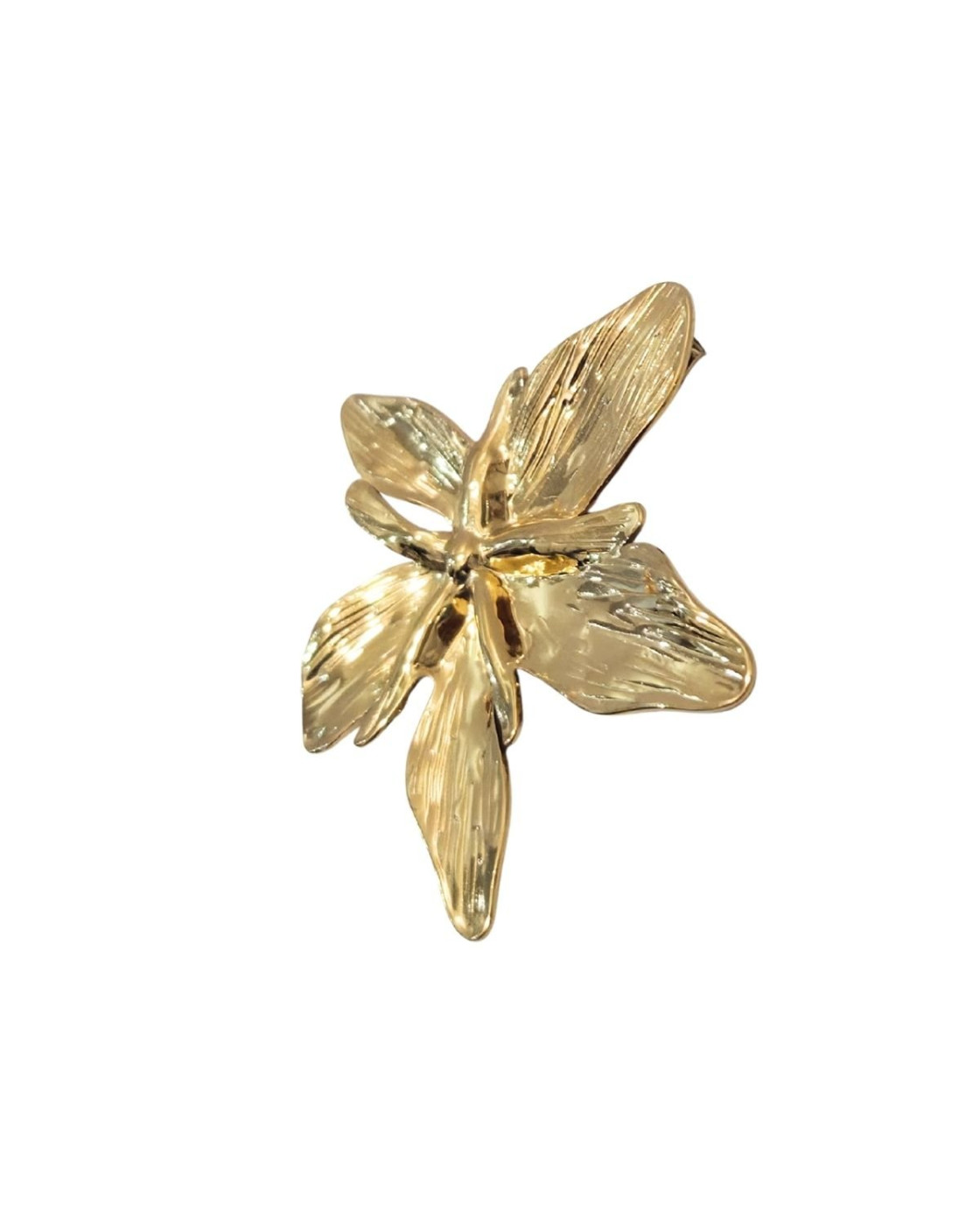 Broche acier doré fleur de lys
