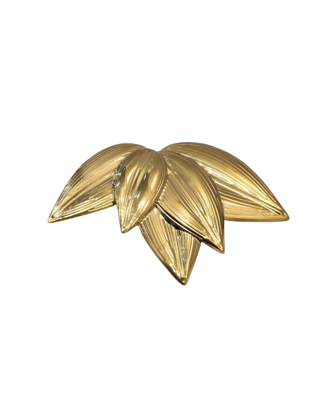 Broche acier doré demi feuillage