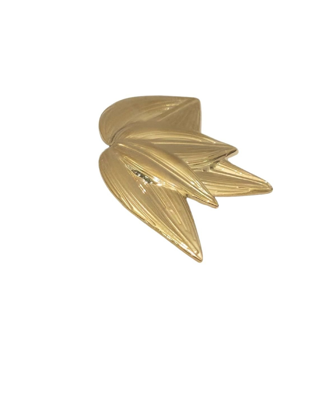 Broche acier doré demi feuillage