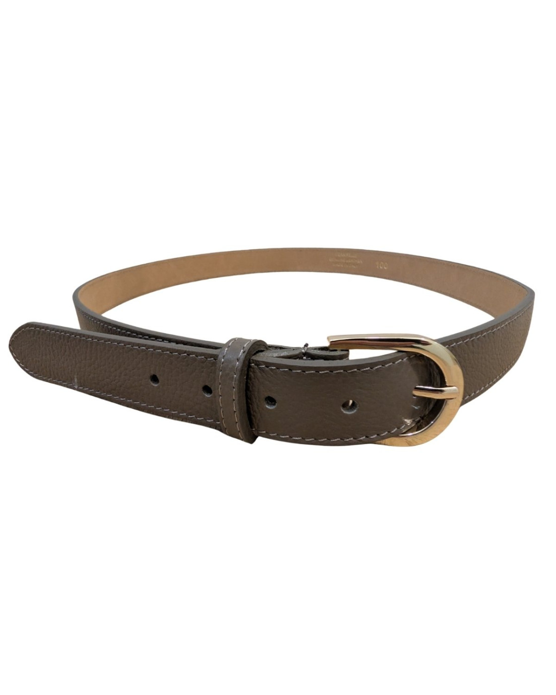 Ceinture femme taupe cuir boucle dorée Vega