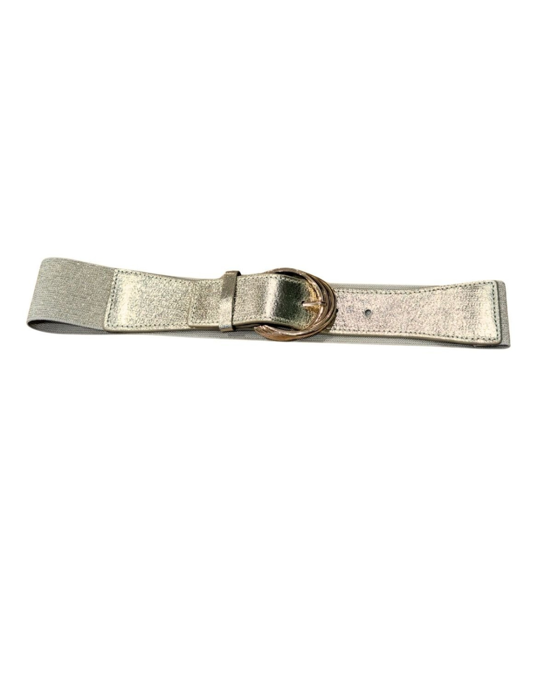 Ceinture élastique boucle triple anneau dorée
