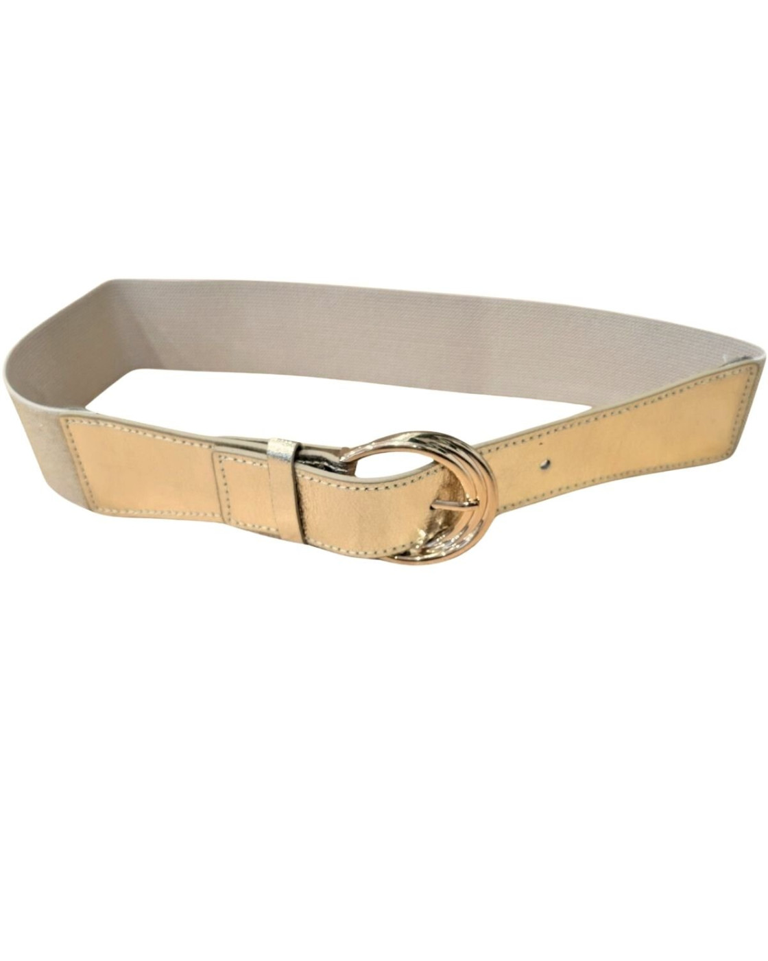 Ceinture élastique boucle triple anneau dorée