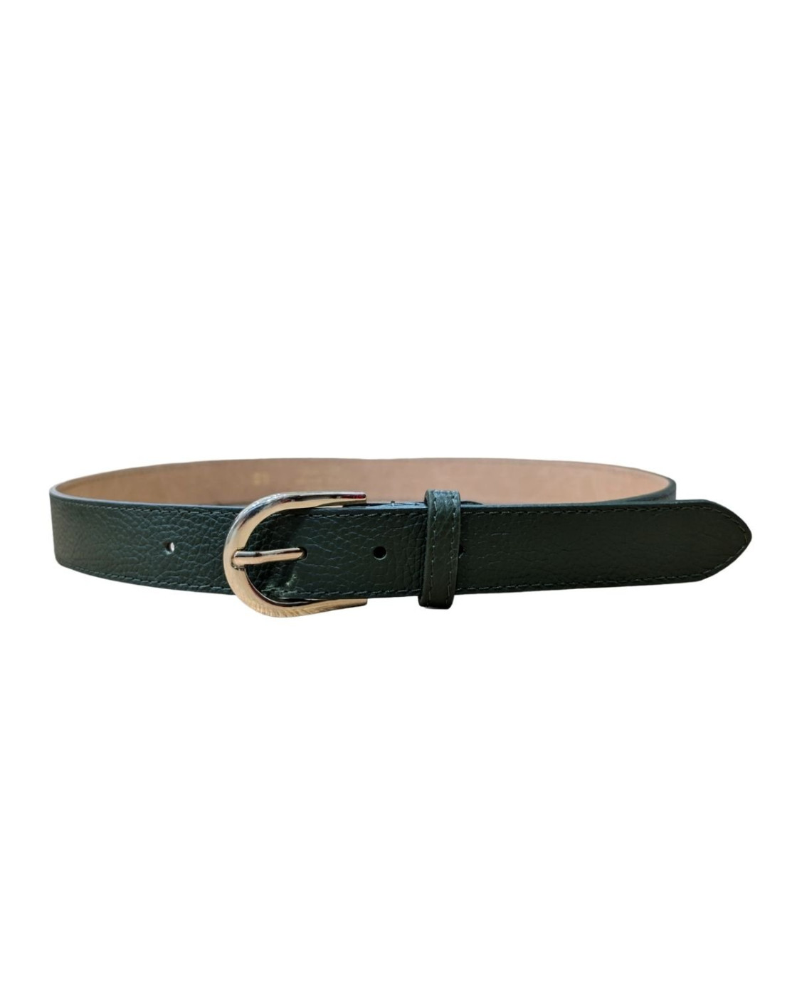 Ceinture femme kaki cuir boucle dorée Vega