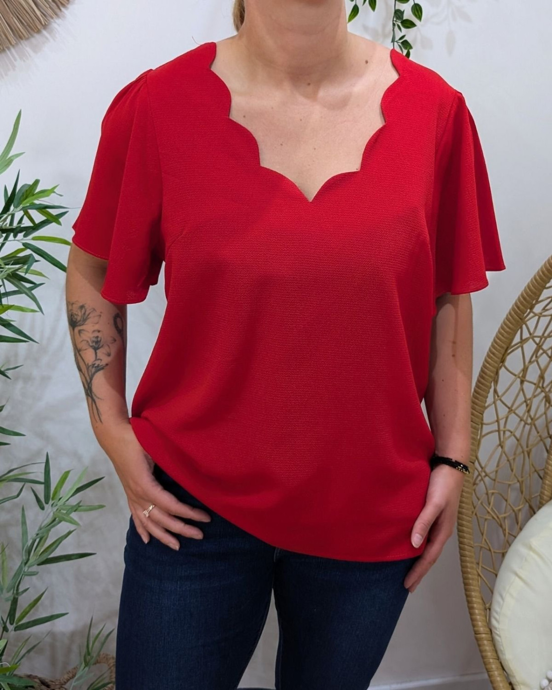 Blouse femme Emmanuelle rouge foncé