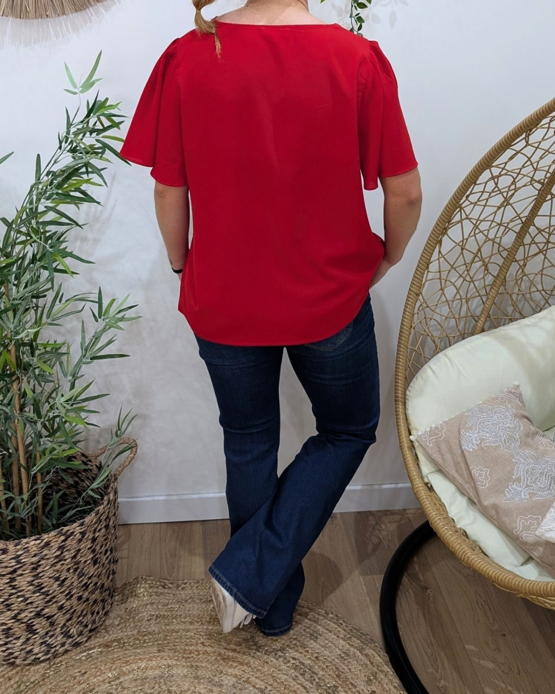 Blouse femme Emmanuelle rouge foncé