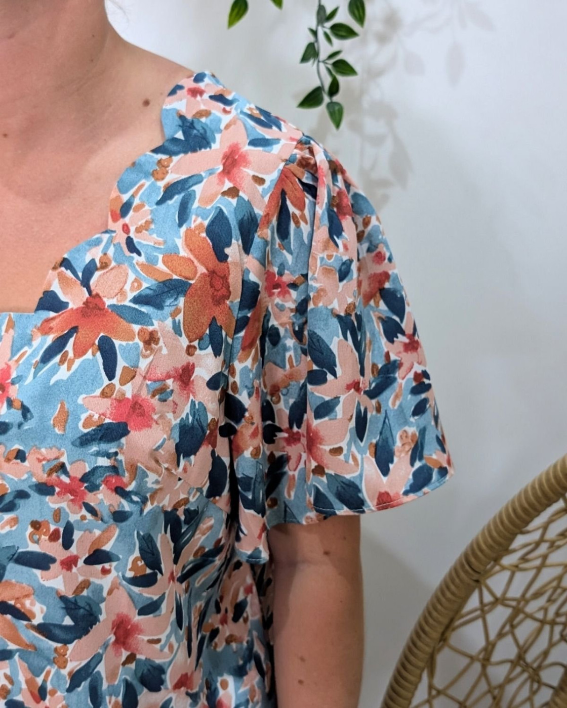 Blouse femme rose et bleue Julia