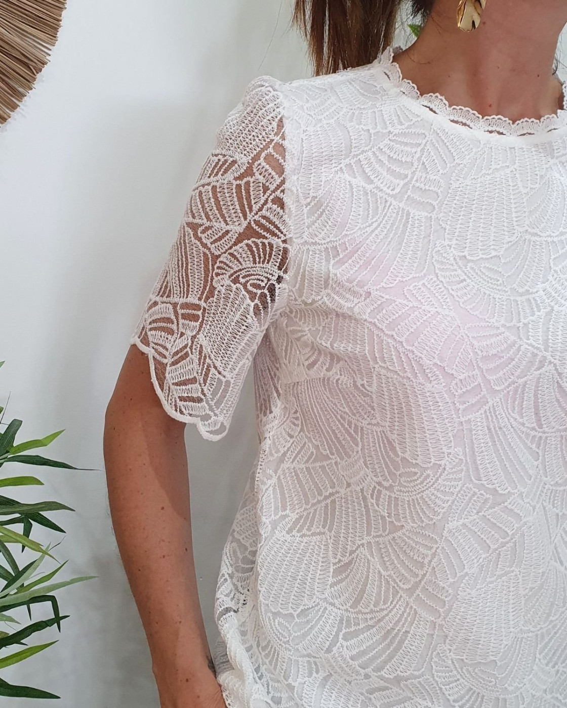 Blouse femme dentelle blanc