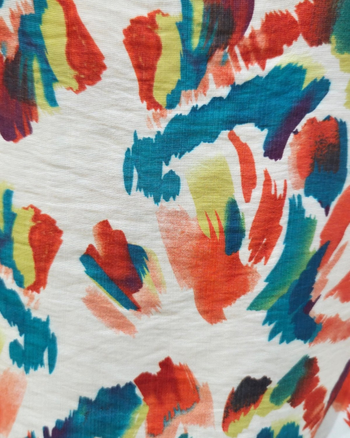 Blouse femme coton écru motifs multicolores Bernadette