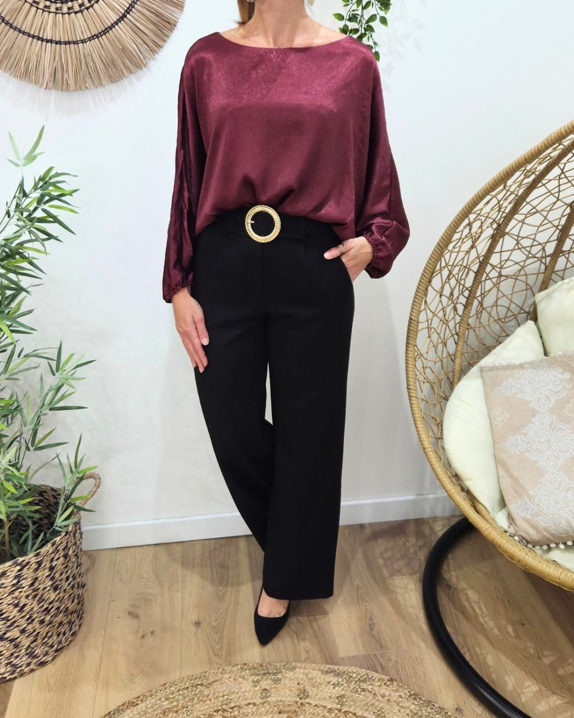 Pantalon femme noir fluide Zéa