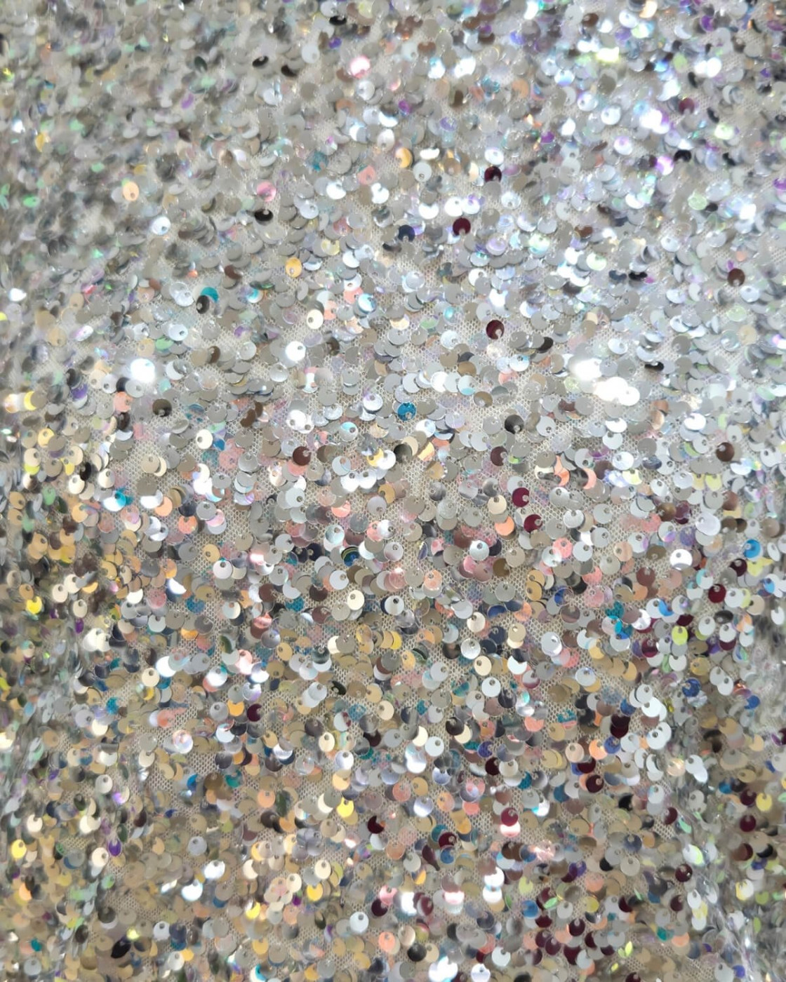 Blouse femme à sequins argents manches longues