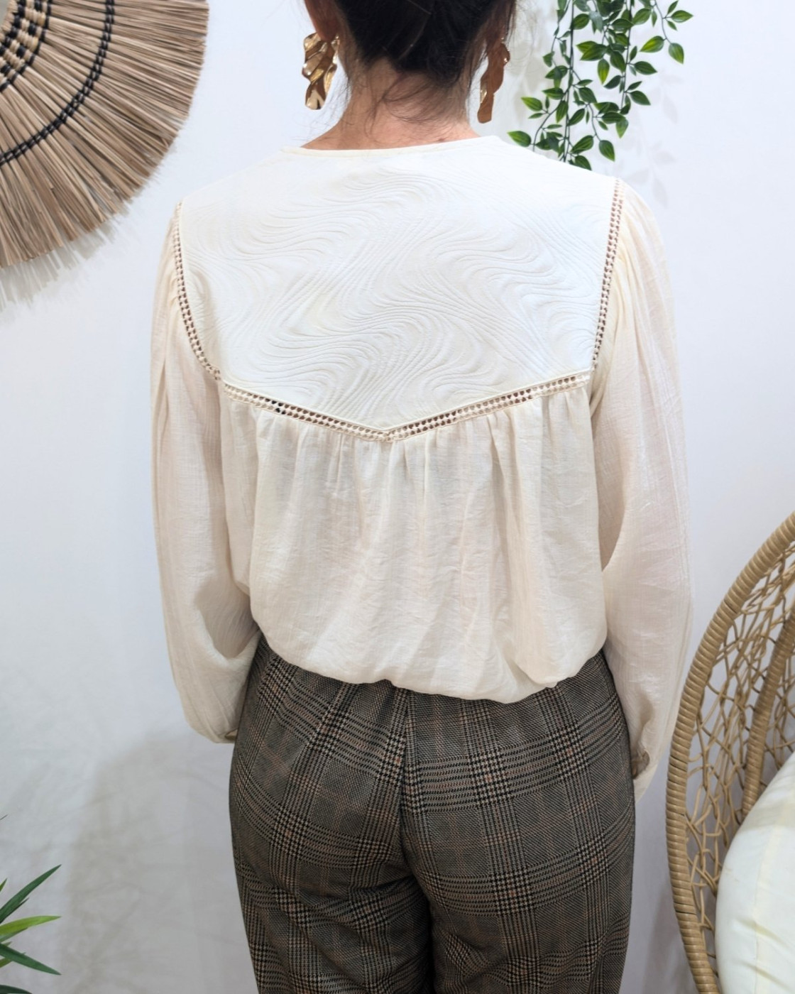 Chemisier femme fluide beige Yaëlle