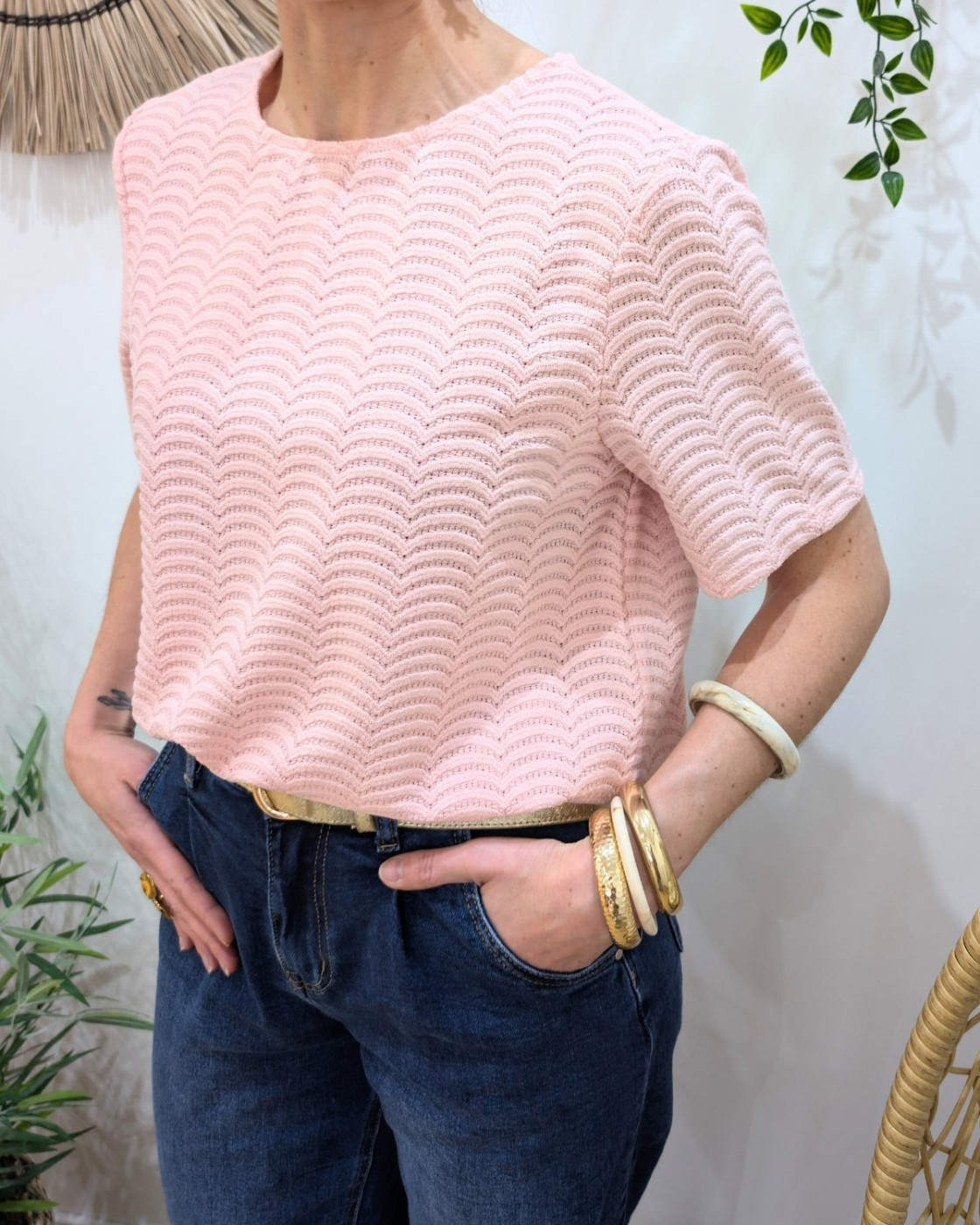 Blouse femme rose ajourée Honorine