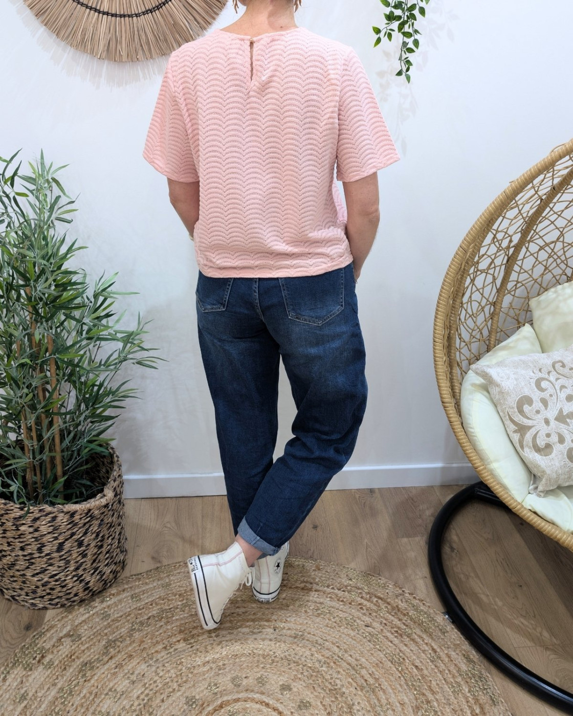 Blouse femme rose ajourée Honorine