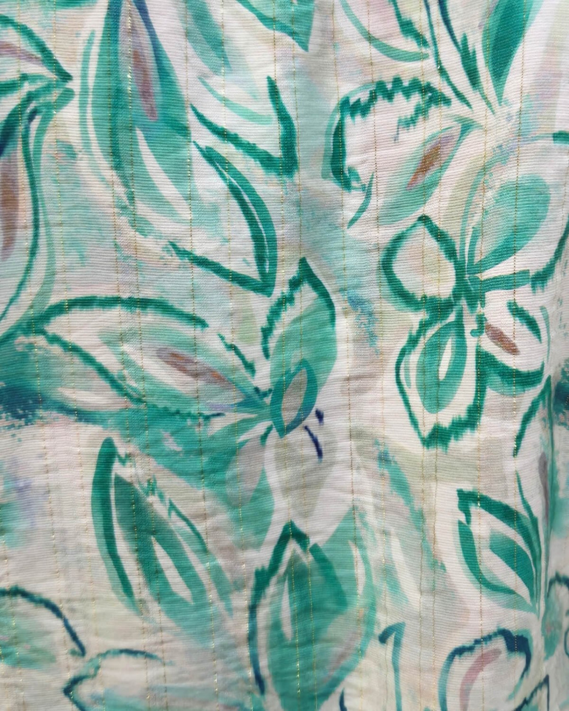 Blouse femme manches courtes verte fleurie Thémis