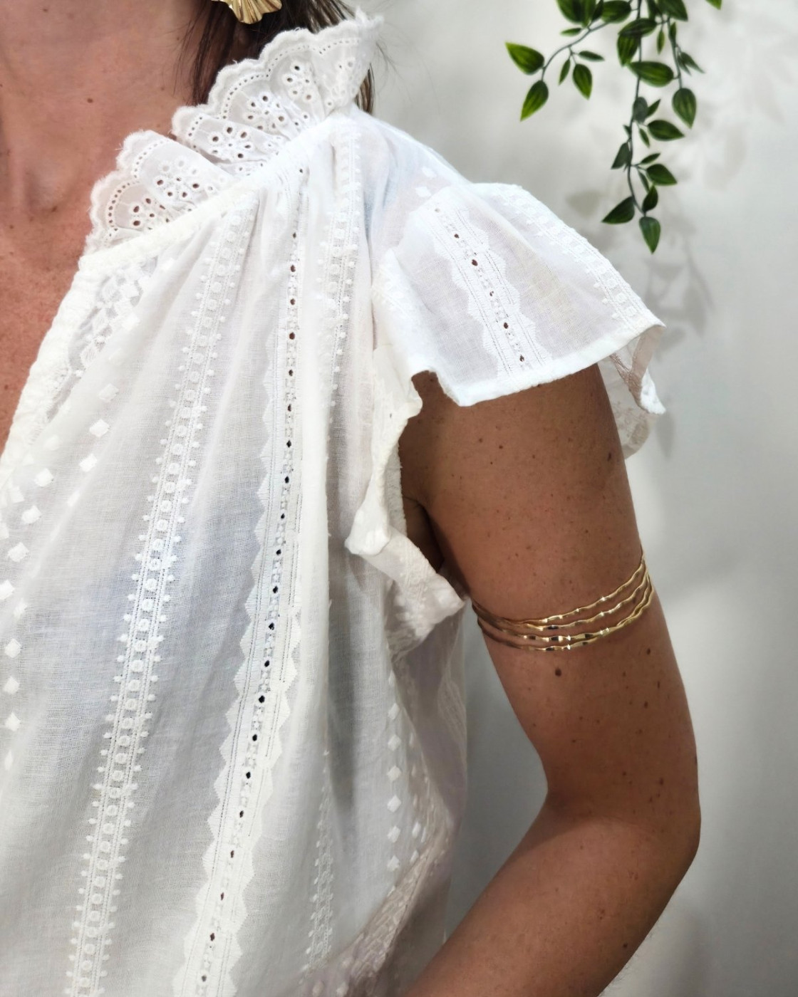 Blouse femme brodée Arsinoé blanc