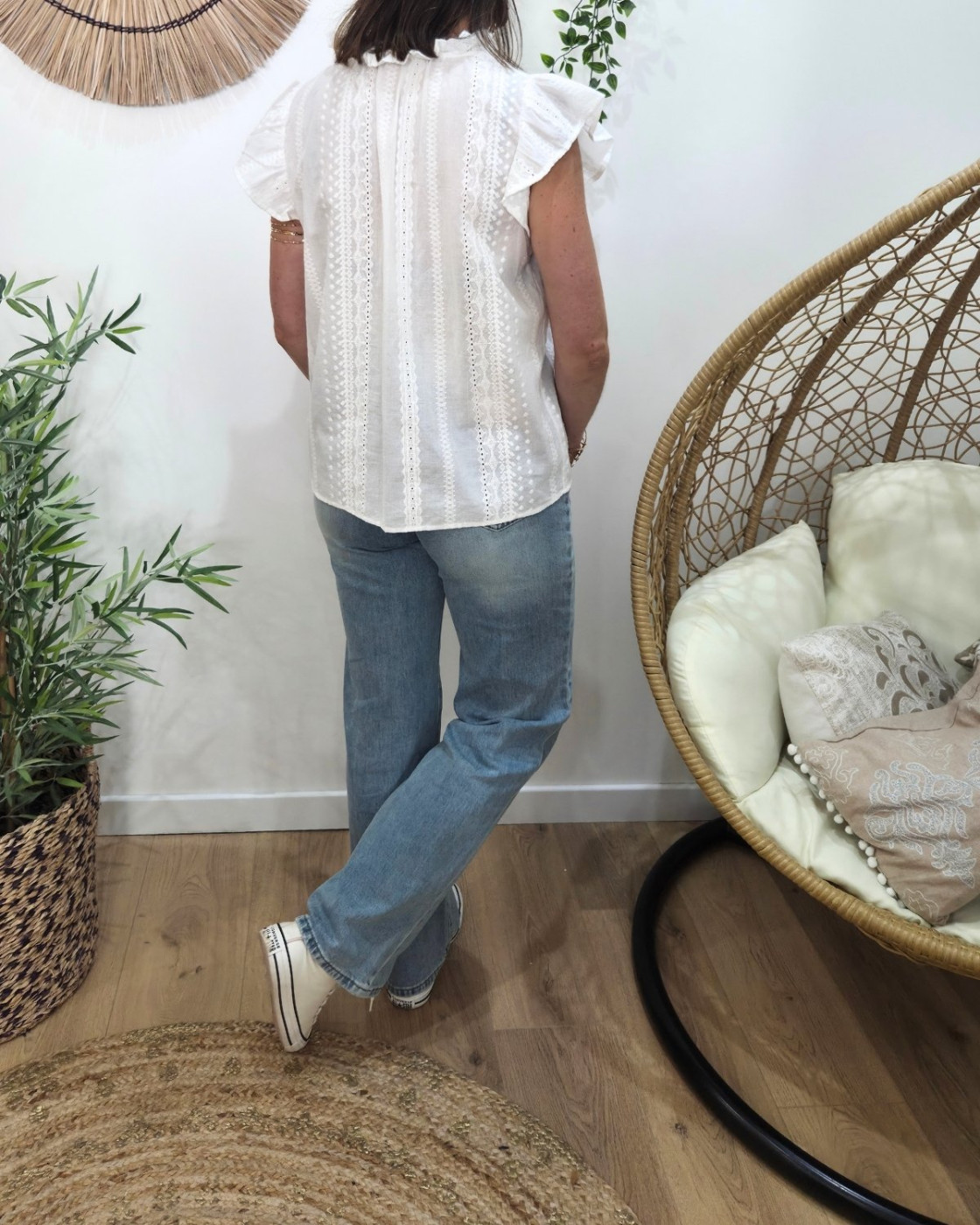 Blouse femme brodée Arsinoé blanc