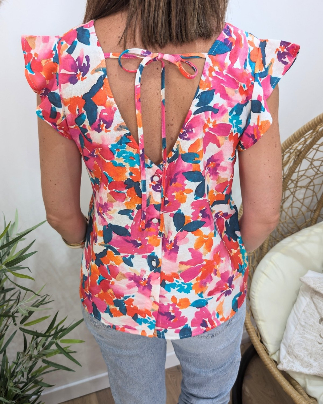 Blouse femme fleurie multicolore Solange
