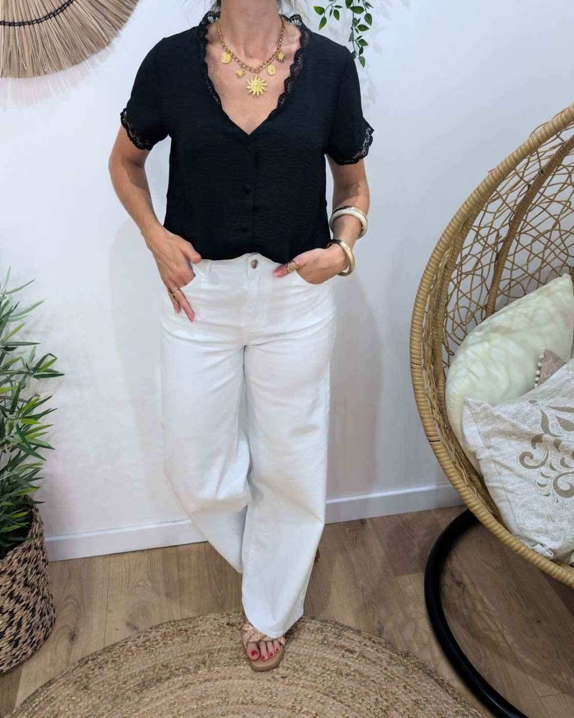 Blouse femme noir boutonnée Sorell