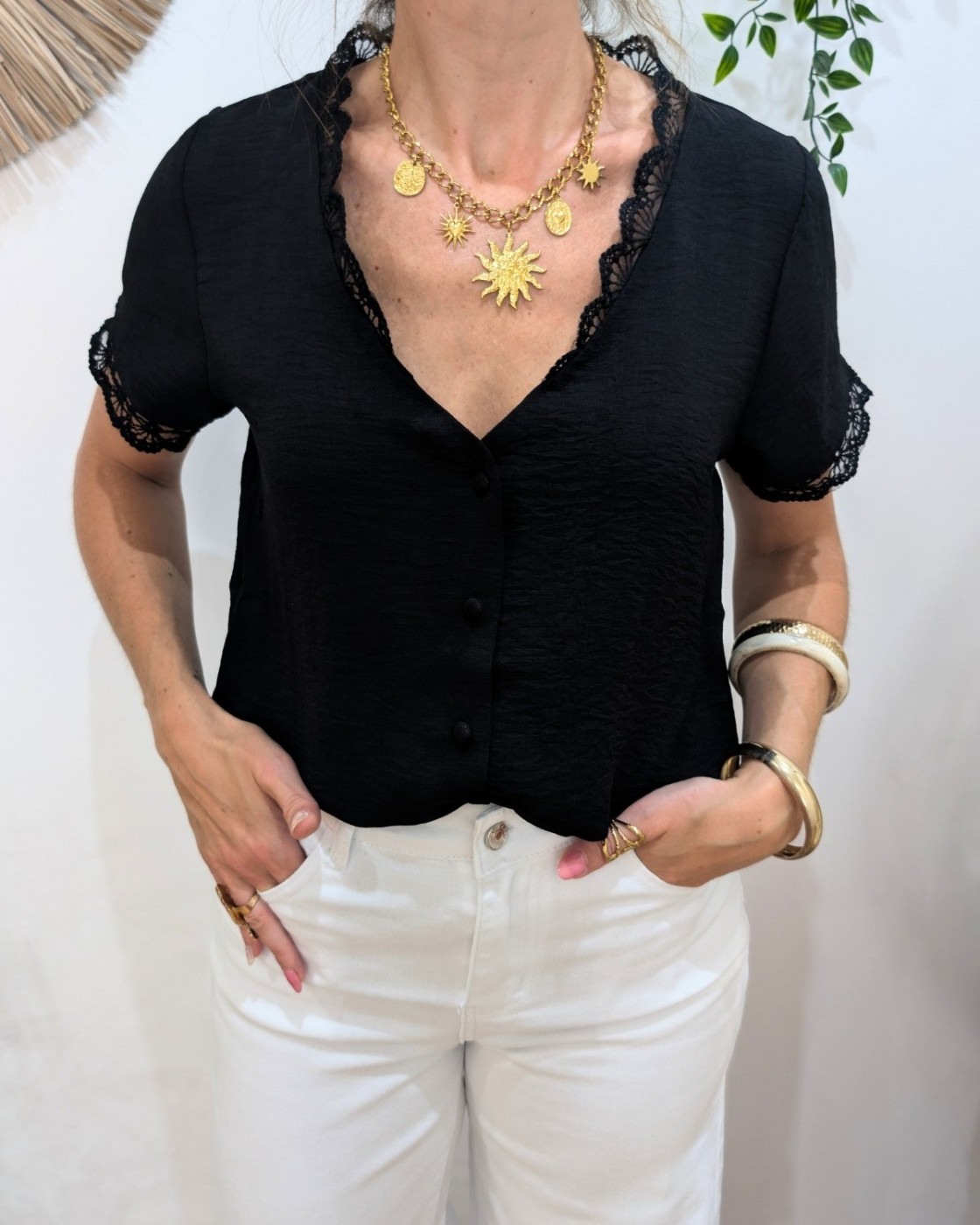 Blouse femme noir boutonnée Sorell