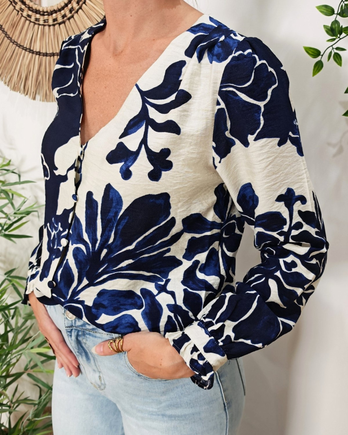 Blouse femme marine et écrue Willa