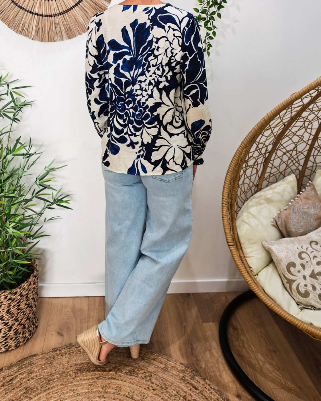 Blouse femme marine et écrue Willa