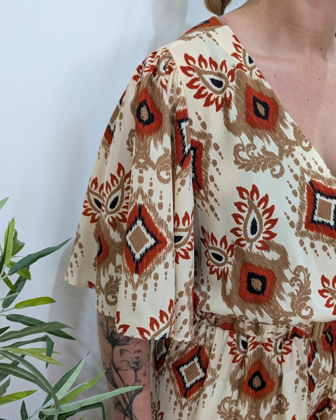 Combinaison femme beige terracota camel Nahéma