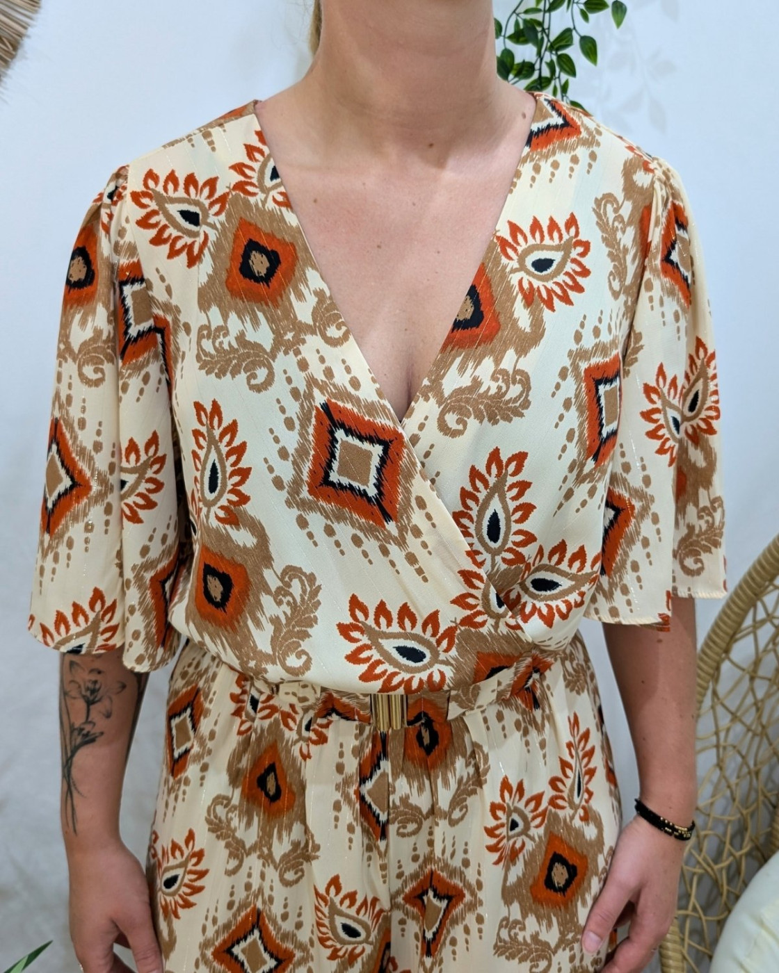 Combinaison femme beige terracota camel Nahéma