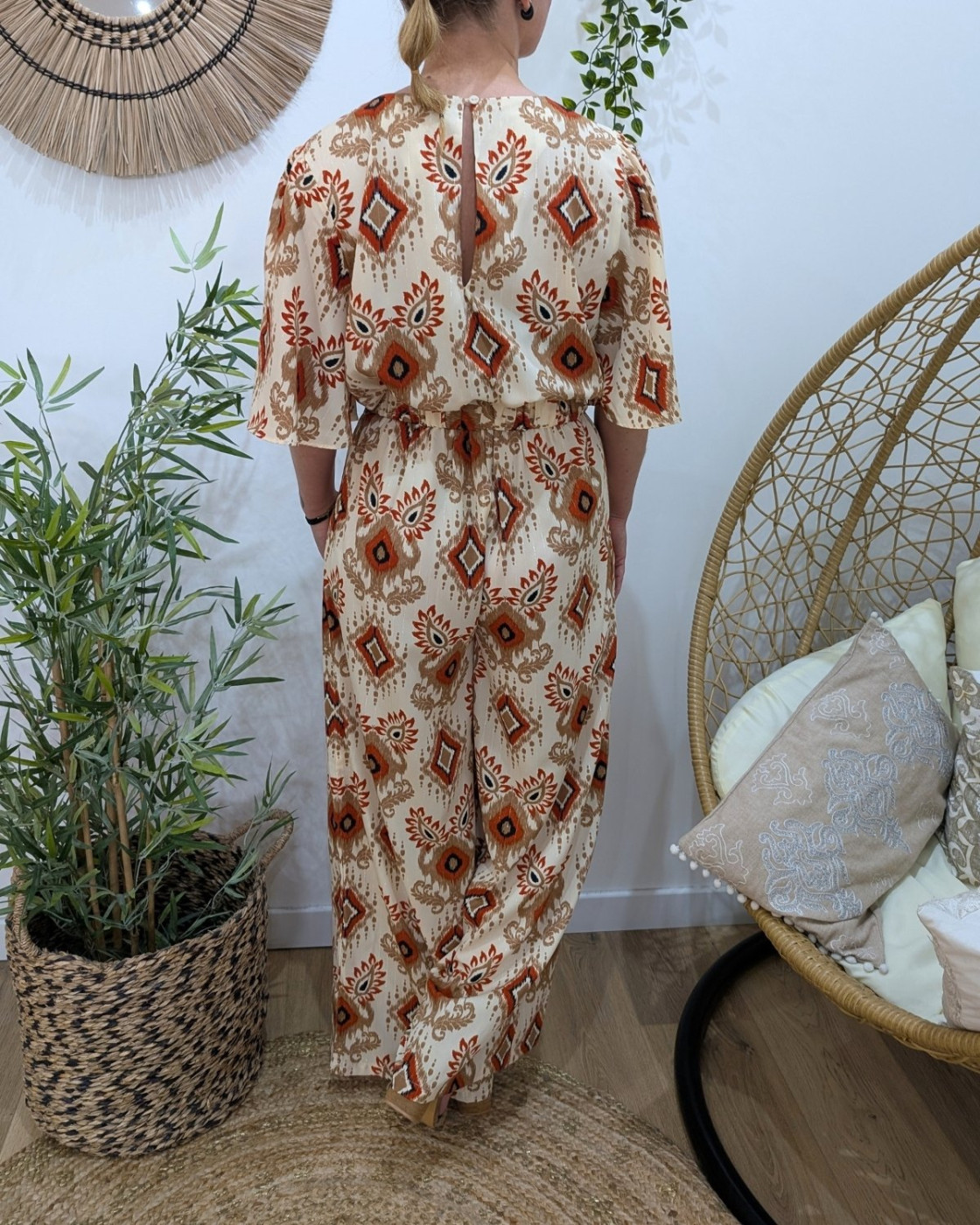 Combinaison femme beige terracota camel Nahéma