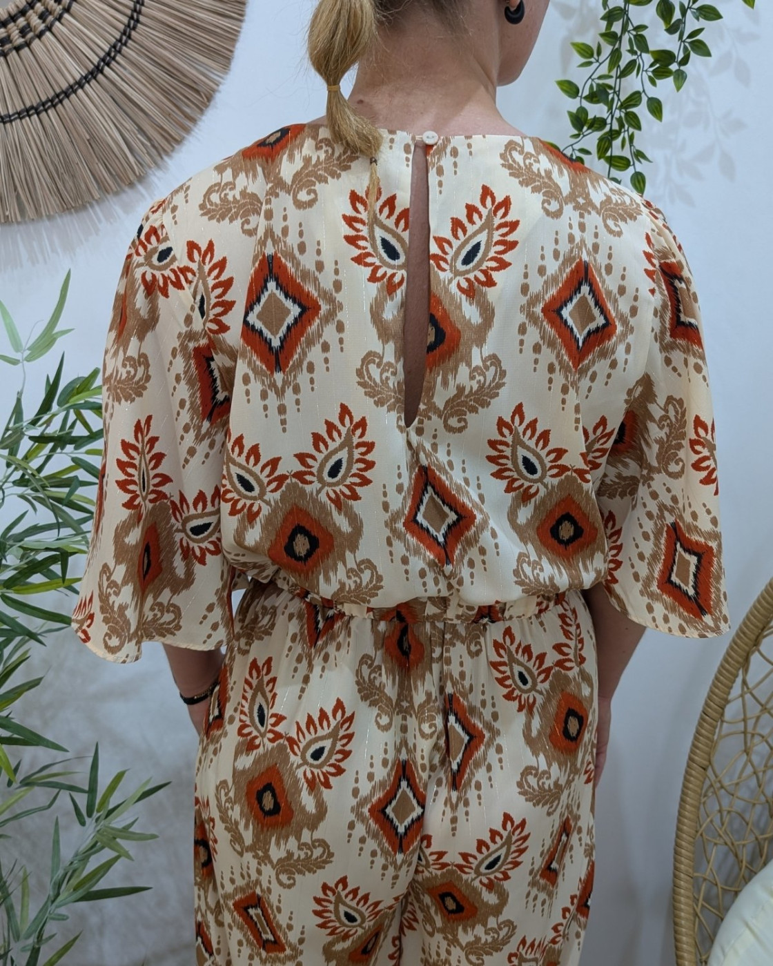 Combinaison femme beige terracota camel Nahéma