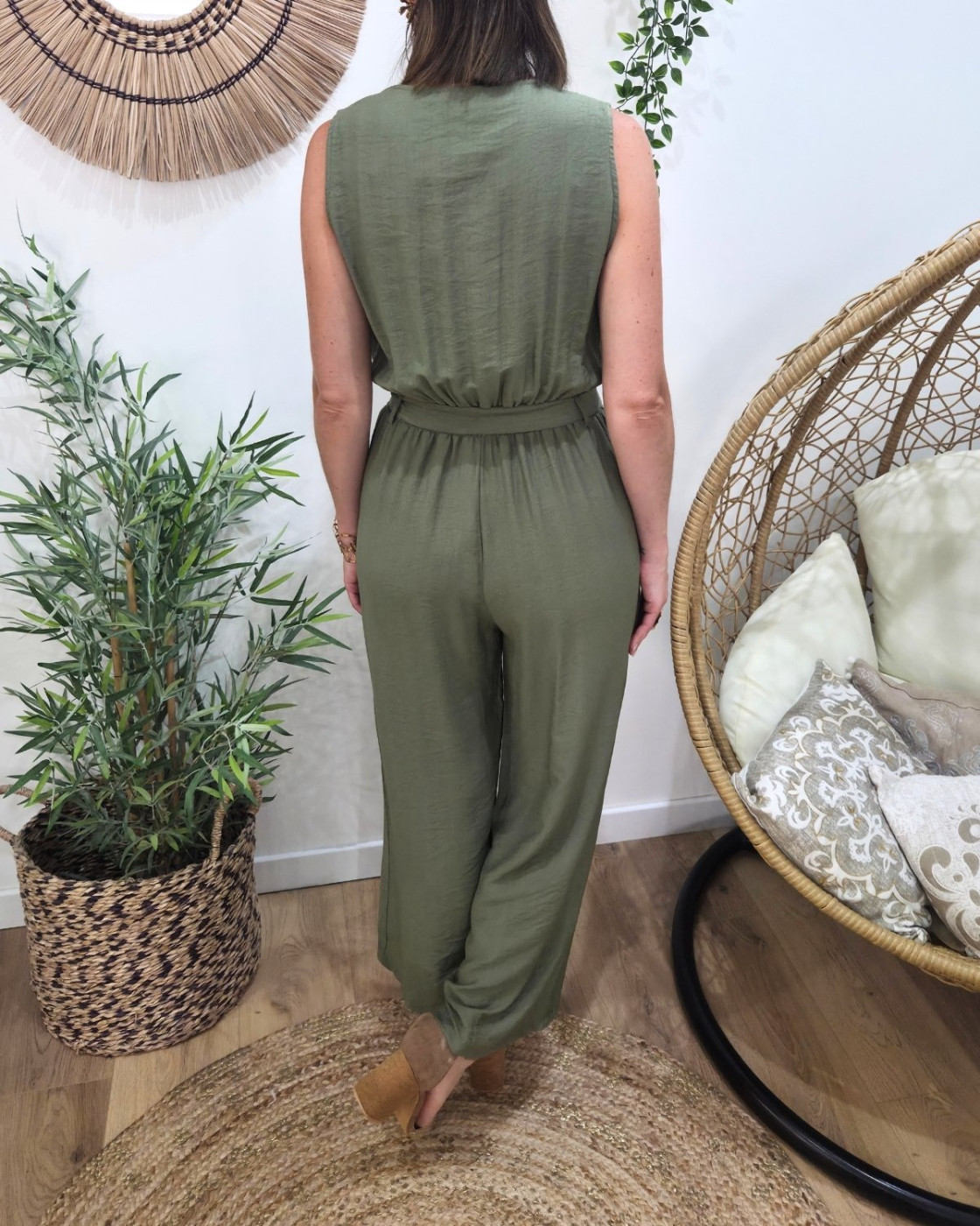 Combinaison femme kaki boutons dorés Sira