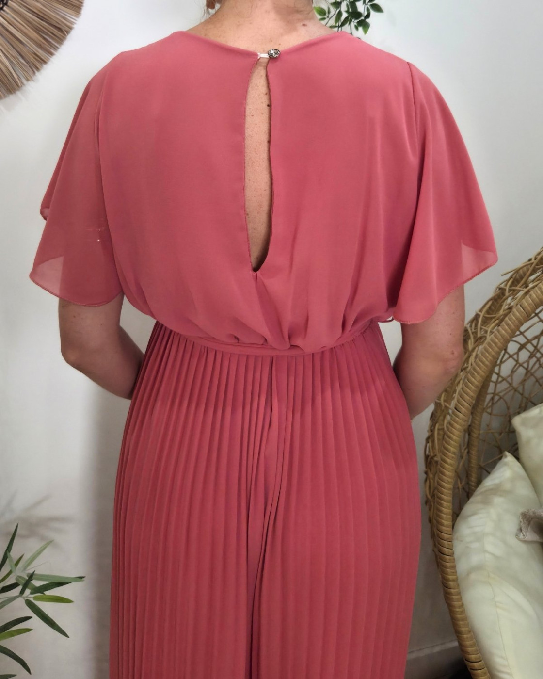 Combinaison femme jambes plissées bois de rose Amadea