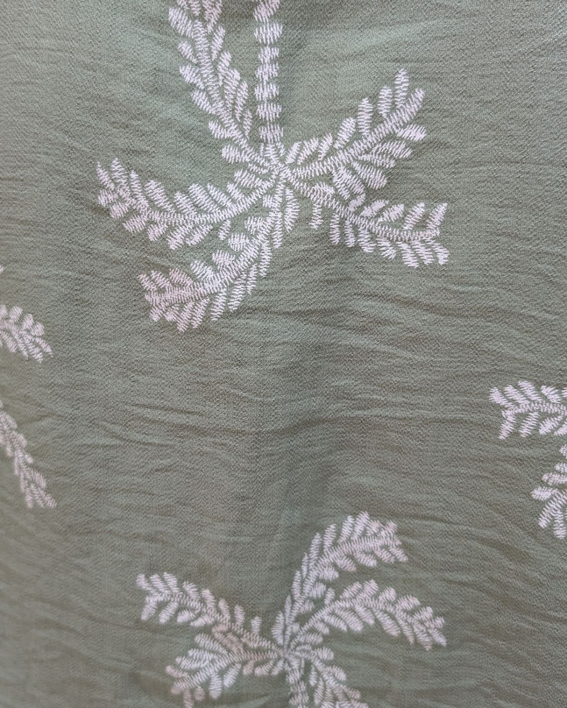 Chemisier femme vert amande palmiers blancs