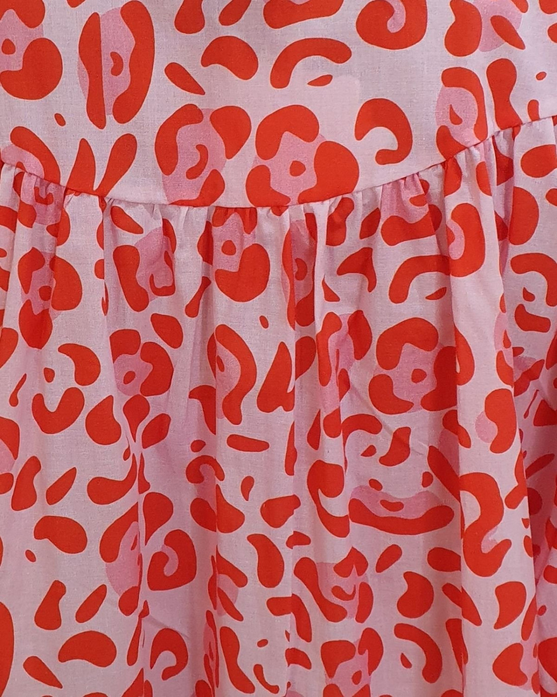 Chemisier femme col mao rouge et rose