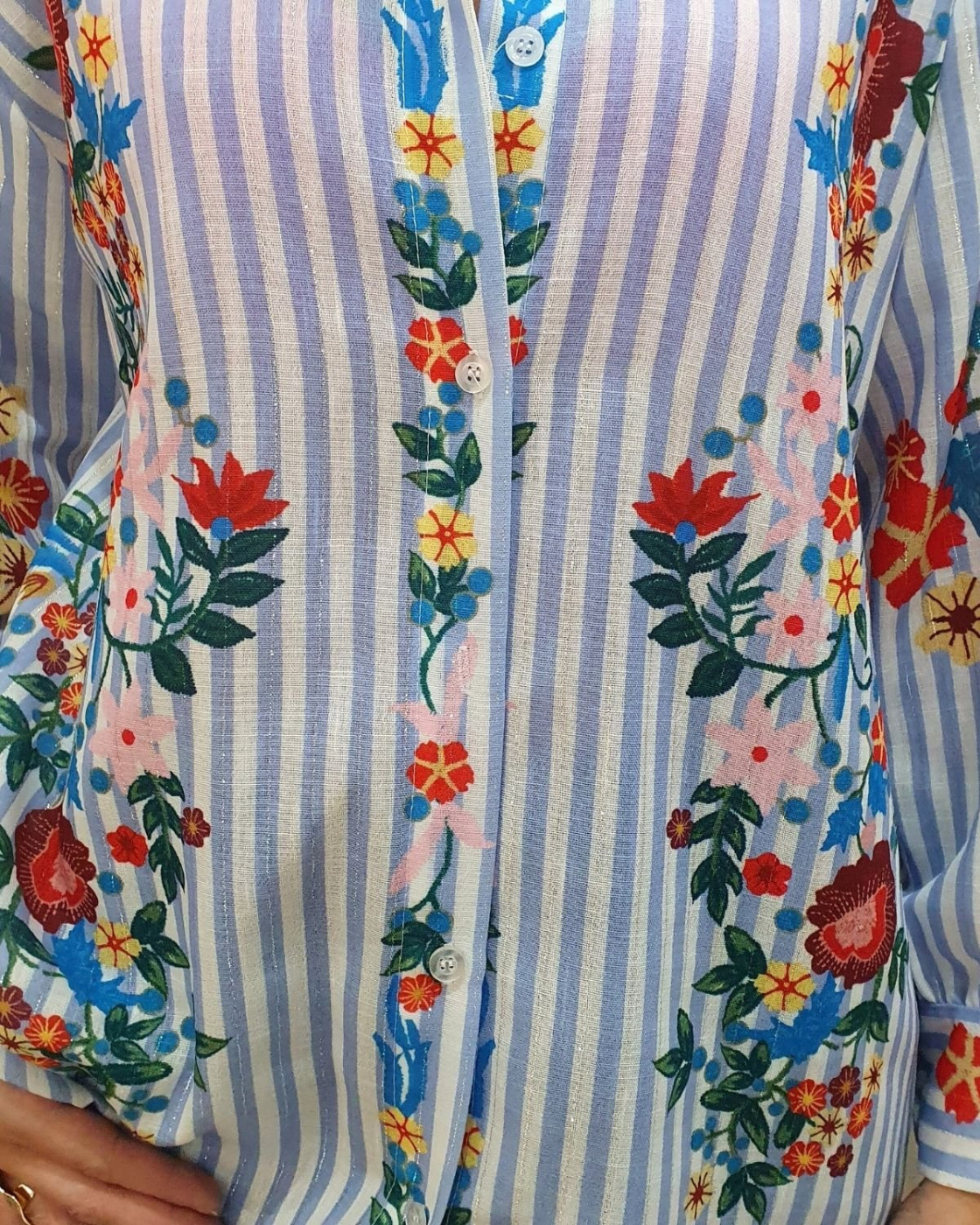 Chemisier femme à rayures et imprimé floral