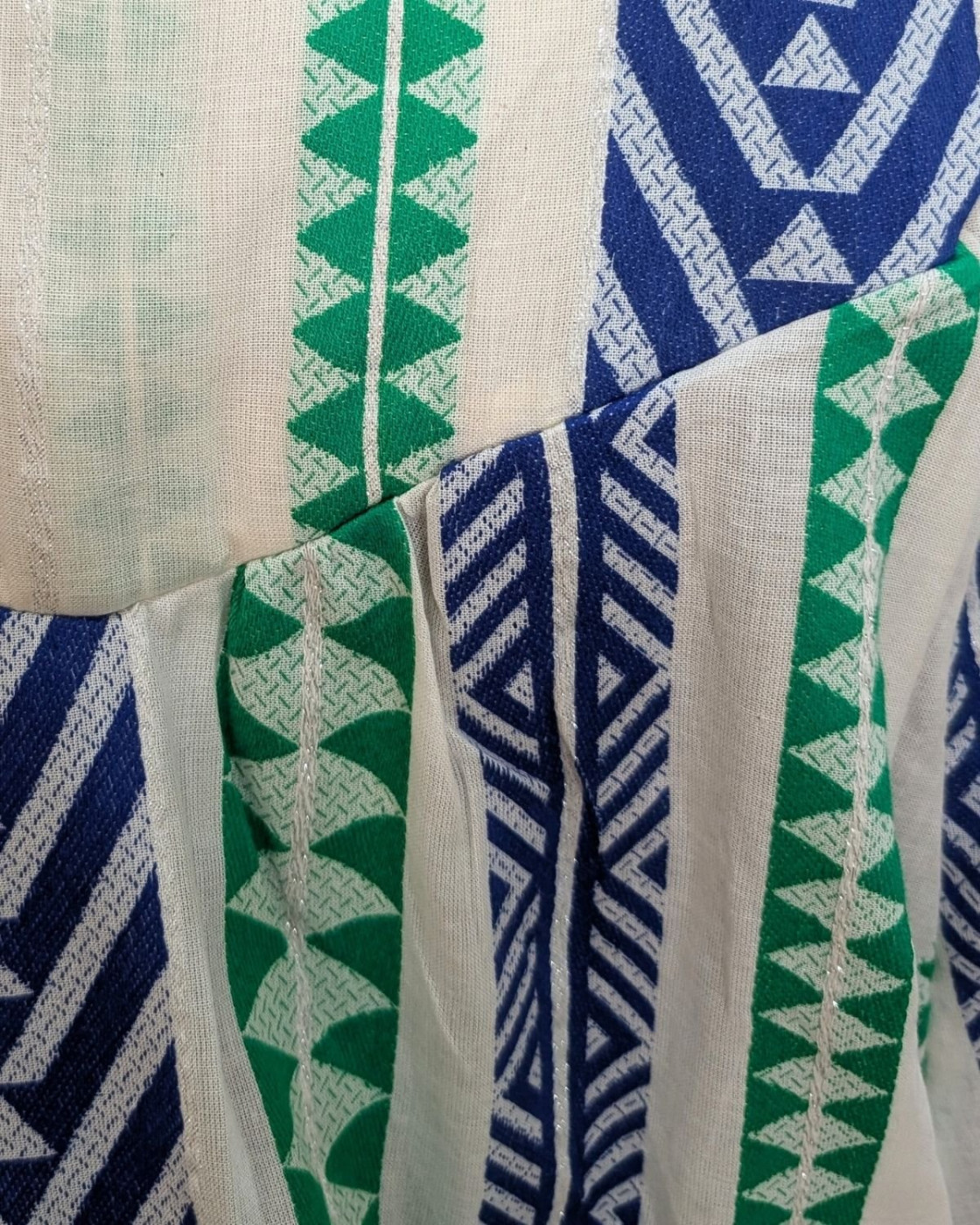 Chemisier femme bleu et vert