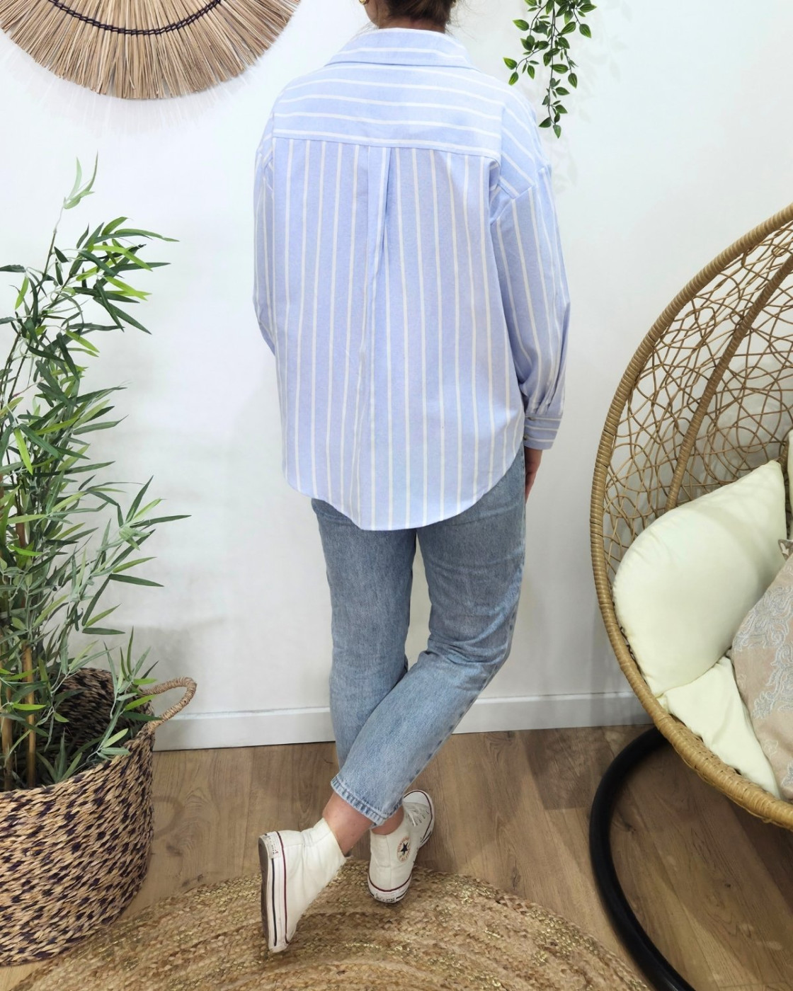 Chemisier femme rayé bleu et blanc Jessamie