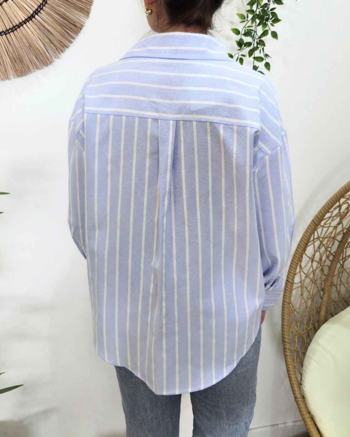 Chemisier femme rayé bleu et blanc Jessamie