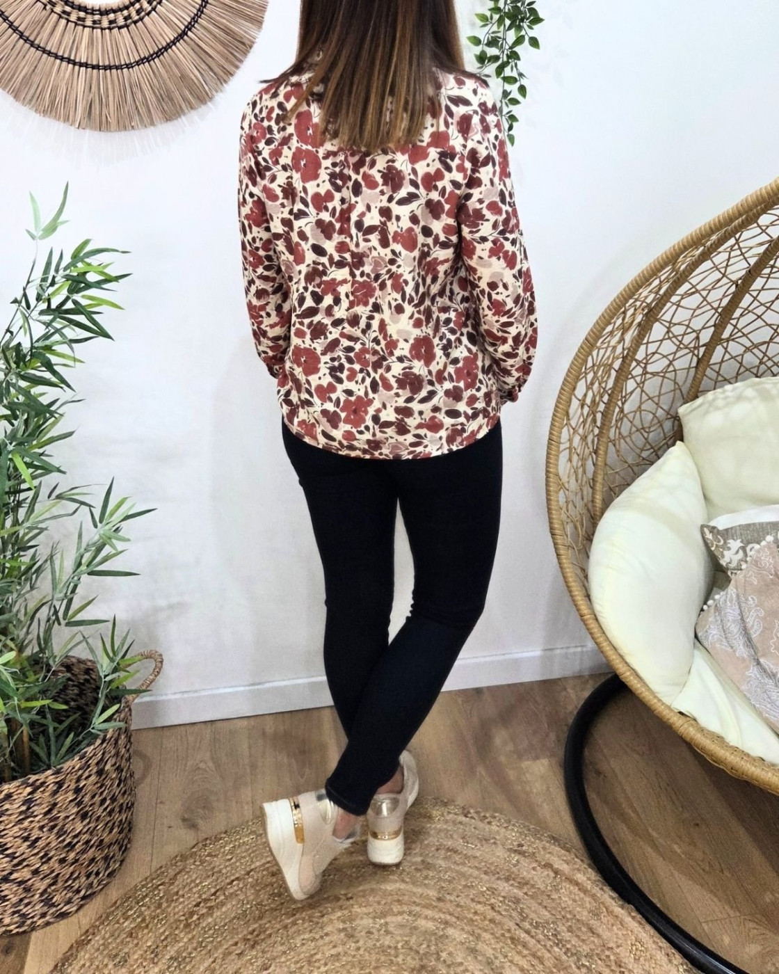 Chemisier femme beige terracotta Aelyne