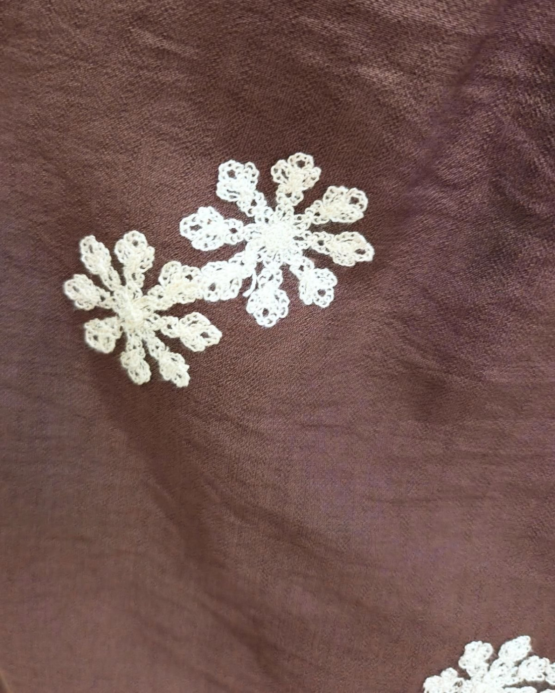 Chemisier femme marron broderies beiges Aléthéa