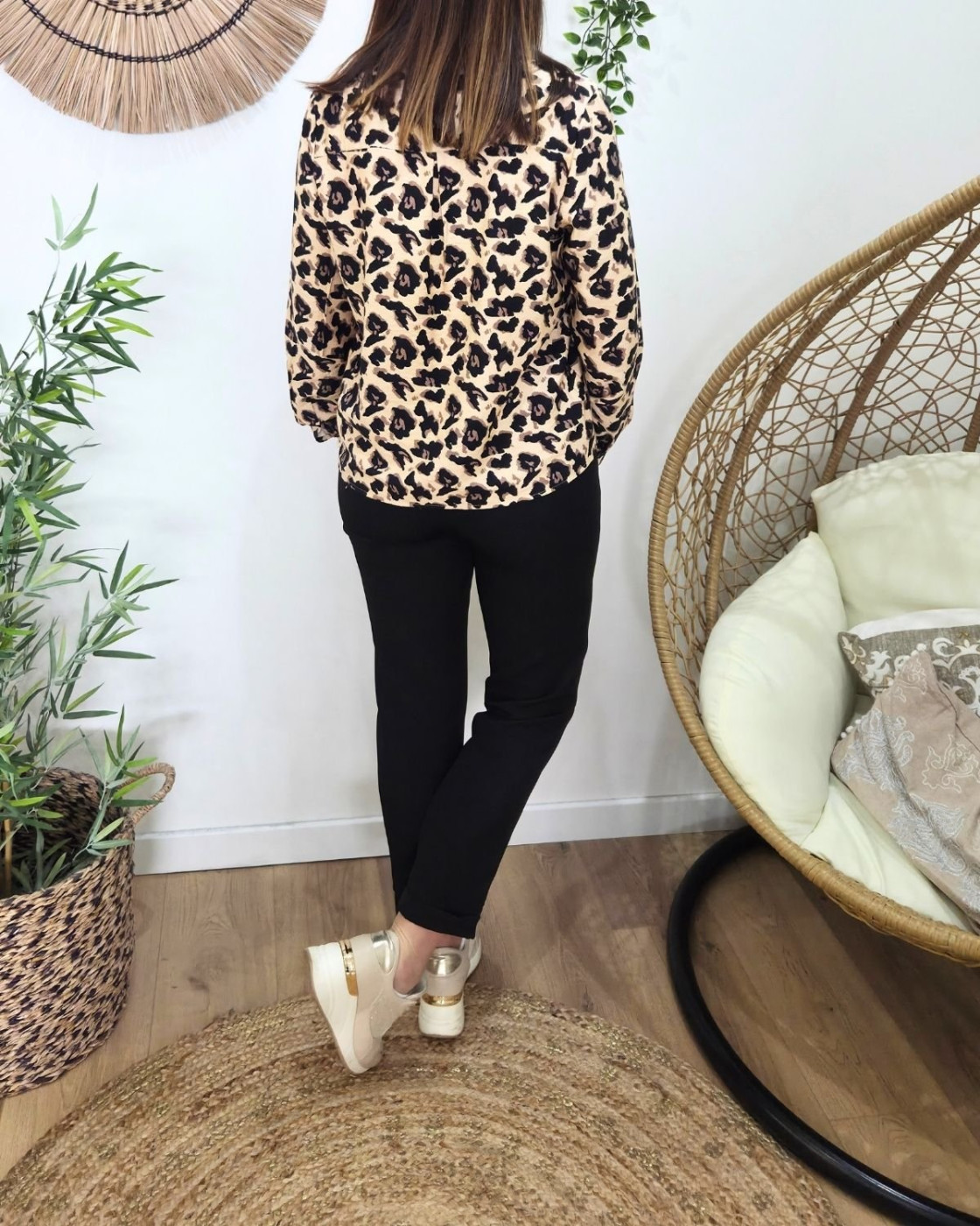 Chemisier femme léopard beige taupe noir