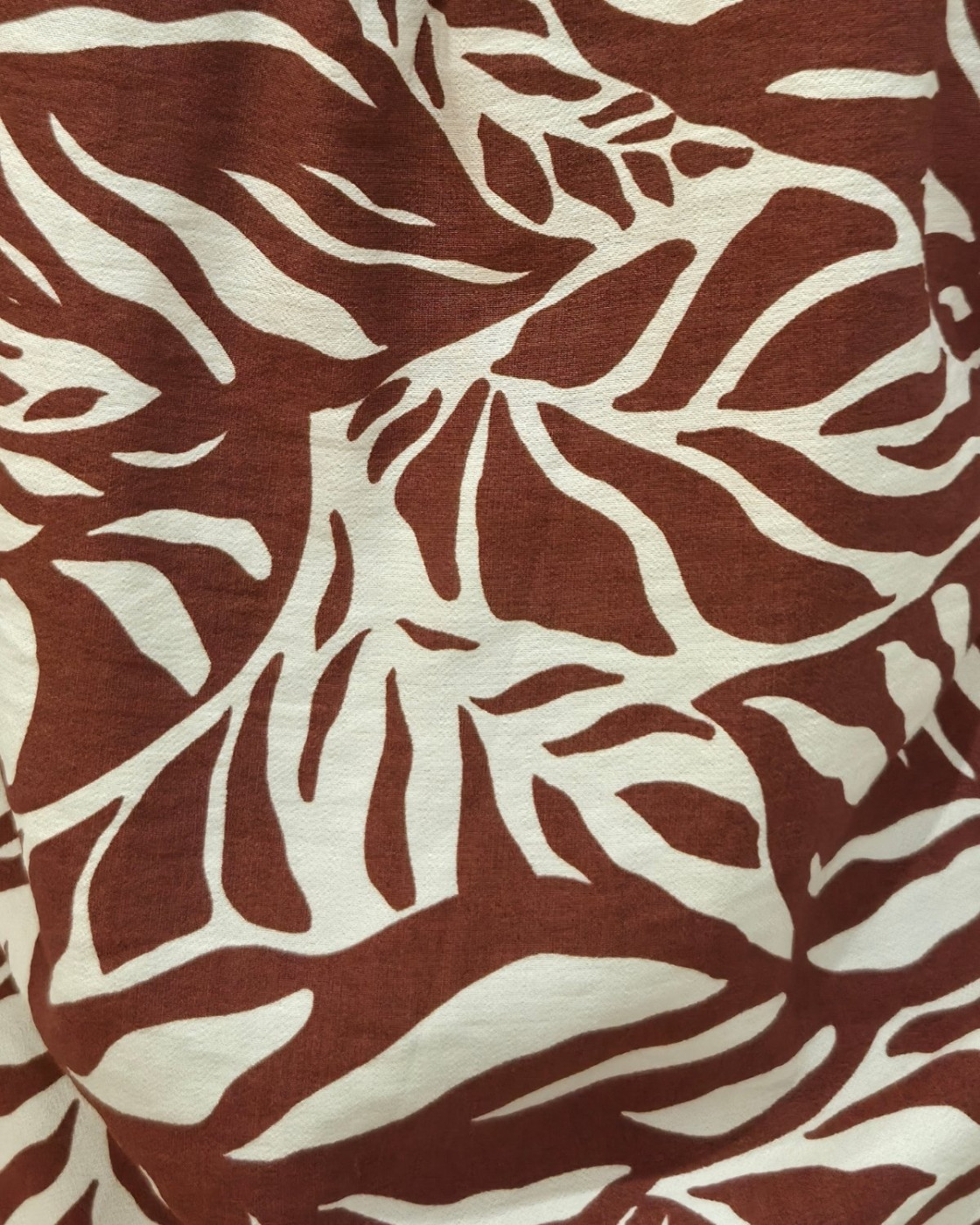 Chemisier femme terracotta et beige feuillages Norina